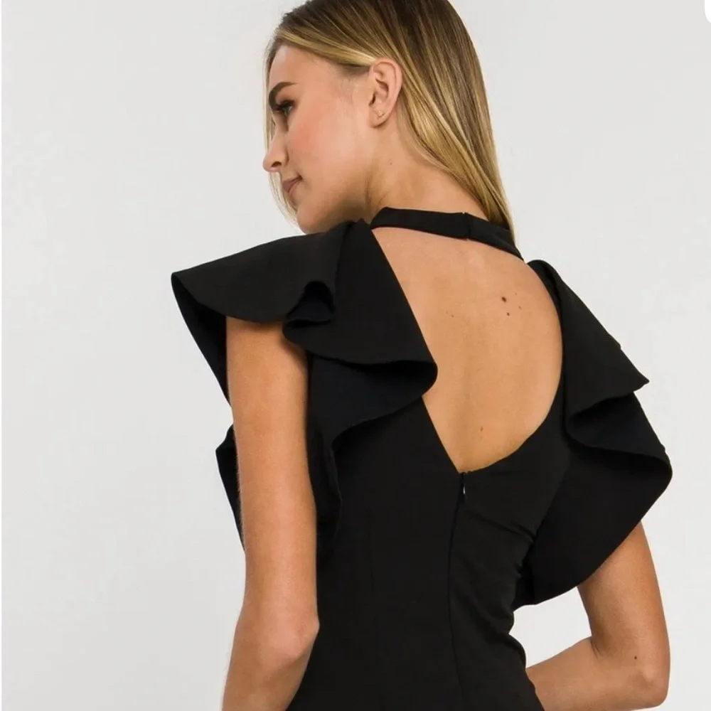Endless Rose black ruffle mini Choker dress. Size Small Anthropologie - Picture 2 of 8